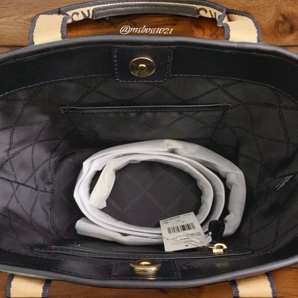 Michael Kors Maeve Medium Convertible Tote in Natural/Black NWT - Picture 12 of 14